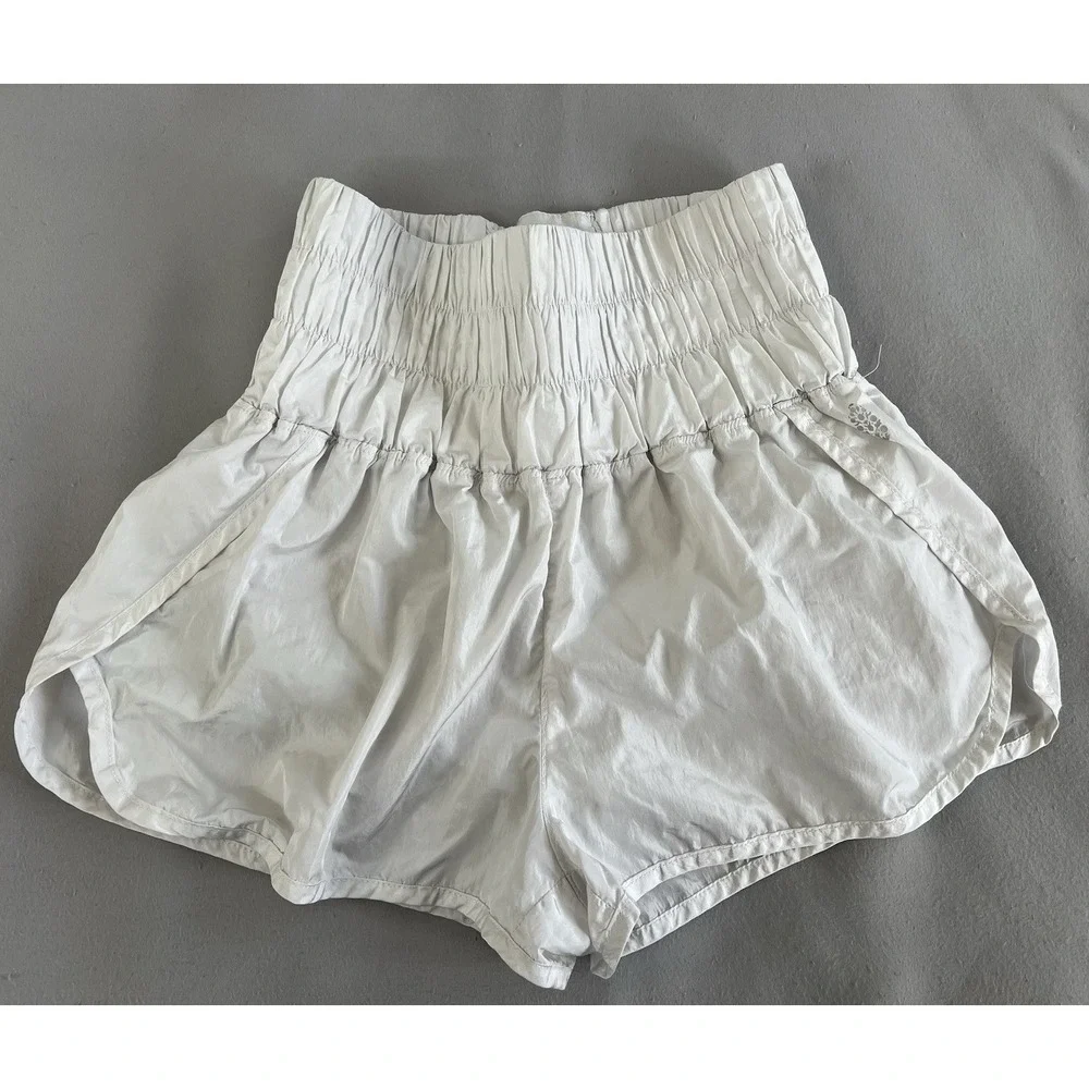 FP Movement Free People White High Waisted‎ Smocked Athletic Shorts Small